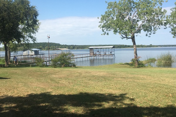 On Lake Leon and fishing dock on property