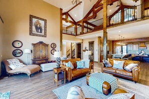 Téléviseur, foyer, console de jeux vidéo, table de baby-foot