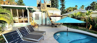 Beach House with Ocean View, Heated Pool, and Rooftop Deck! Dog-friendly!