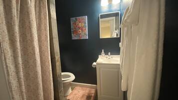 Combined shower/bathtub, eco-friendly toiletries, hair dryer, bidet