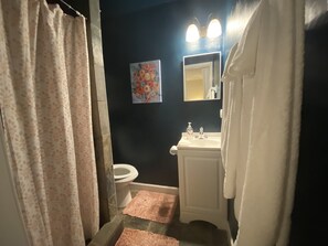 Combined shower/bathtub, eco-friendly toiletries, hair dryer, bidet - Marines peaceful retreat, TheStation @ AbbeyAcres Near Beach with Washer & Dryer (Holly Ridge)