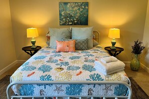 2 bedrooms, desk, iron/ironing board, travel crib