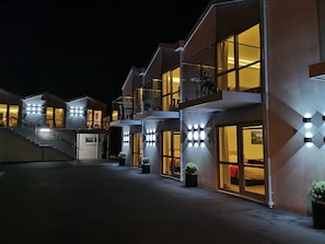 Front of property - evening/night - V Motel (Christchurch)
