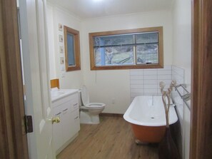 Family Cottage | Bathroom | Free toiletries, hair dryer, towels, soap - Loch Sloy Farmstay (Little River)