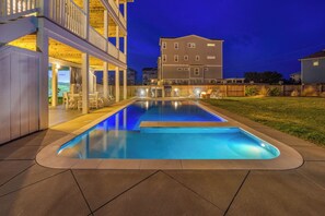 Outdoor pool, a heated pool - Premier Oceanside Dog Friendly w/ Pool, Elevator, Hot Tub, Golf Simulator, More! (Salvo)