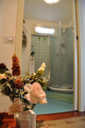 Een douche, een haardroger, handdoeken