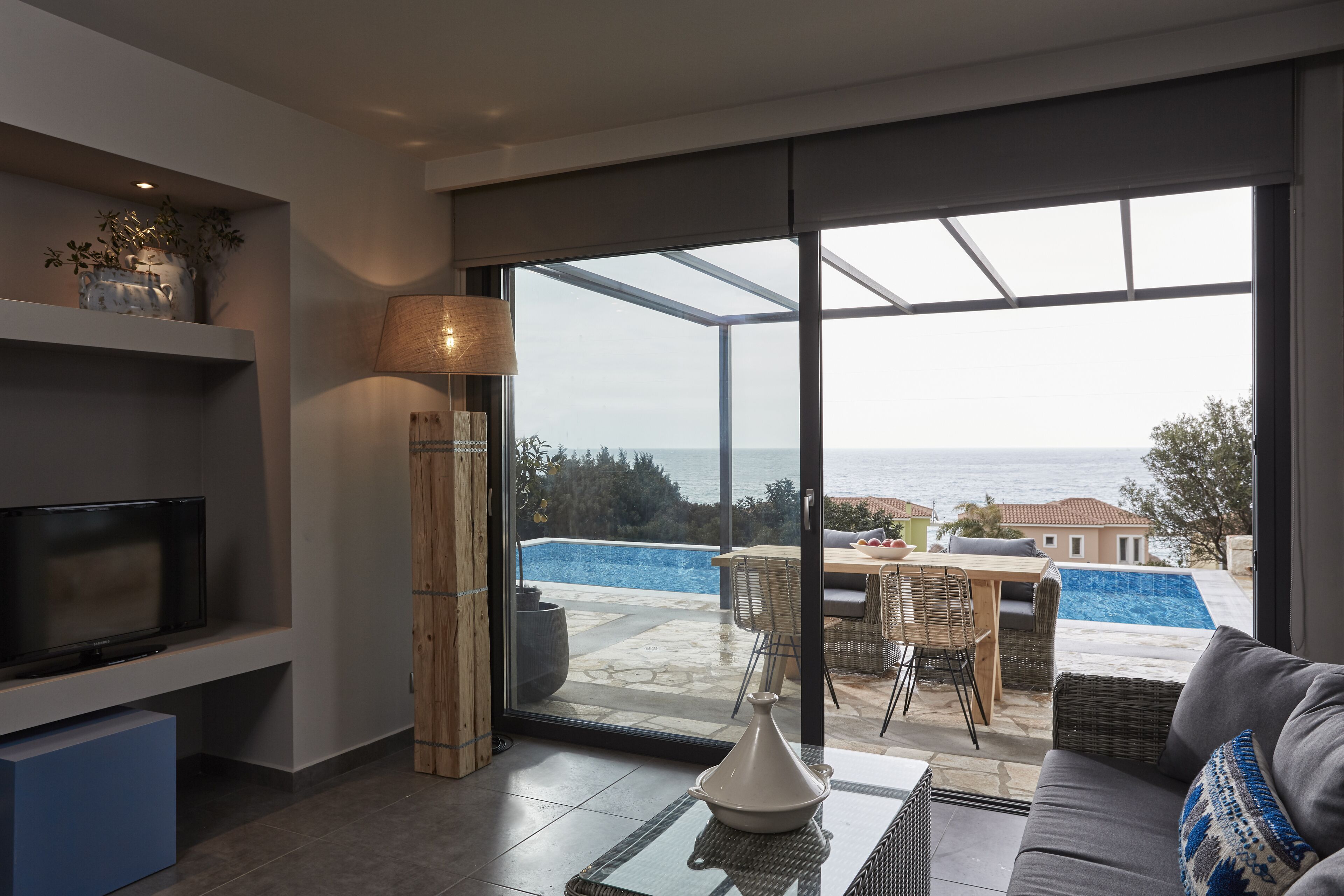 Flat-screen TV, DVD player