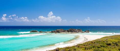 Plage à proximité, chaises longues, serviettes de plage