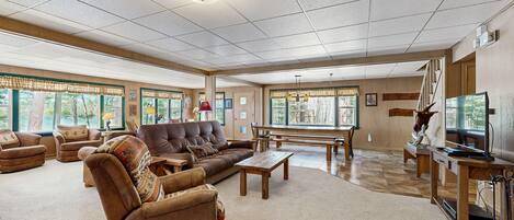 TV, DVD player, books