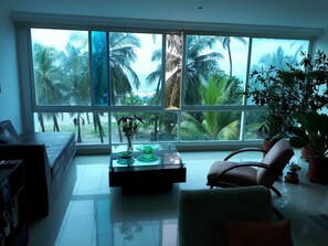 TV, DVD-spiller, bøker og stereoanlegg