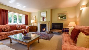 Fernseher, Kamin, DVD-Player, Stereoanlage