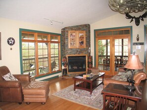 TV, fireplace, video games, DVD player