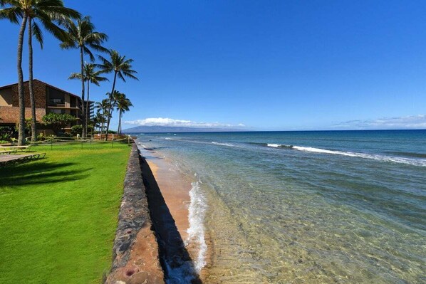 On the beach, sun loungers, beach towels - PK D108 Spacious Condo at BeachFront Resort (Lahaina)