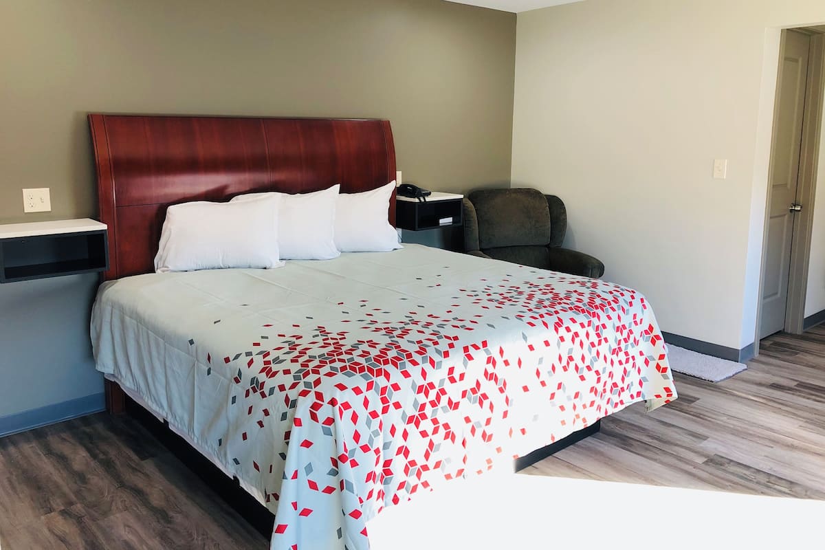 Blackout curtains, iron/ironing board, free WiFi, bed sheets