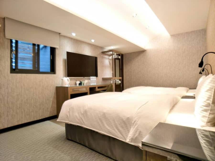 Down comforters, blackout drapes, soundproofing, iron/ironing board