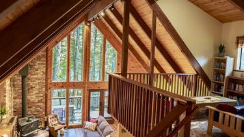 Smart TV, fireplace, video games, DVD player