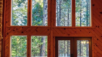 Smart TV, fireplace, video games, DVD player