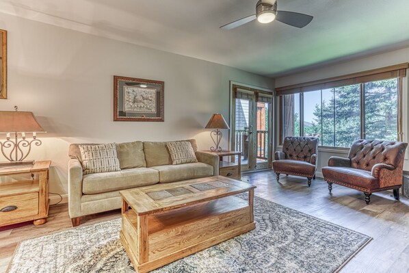 Smart TV, fireplace, Hulu, DVD player