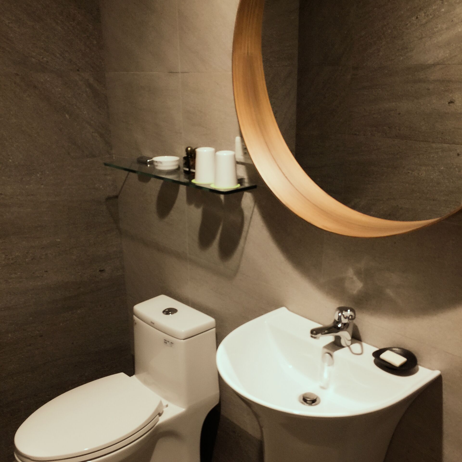 Shower, free toiletries, hair dryer, slippers