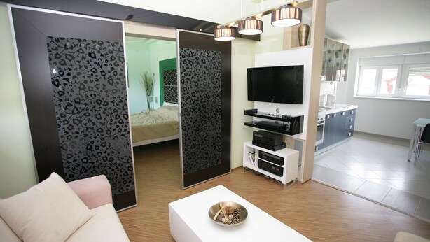 Luxury-Apartment, 1 Schlafzimmer | Wohnbereich