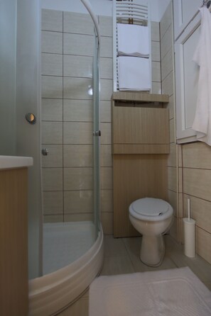 Leilighet, 1 soverom | Bad | Dusj, hårføner, håndklær og toalettpapir