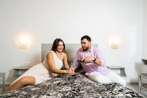 Premium bedding, pillow-top beds, laptop workspace, blackout curtains - Alpha Studios Naxos - Adults Only (Naxos)