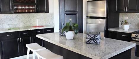 Villa (3 Bedrooms) | Private kitchen | Oven, stovetop, espresso maker, cookware/dishes/utensils