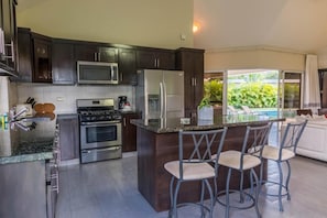 Villa (3 Bedrooms) | Private kitchen | Oven, stovetop, espresso maker, cookware/dishes/utensils