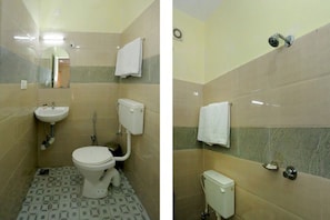 Shower, perlengkapan mandi gratis,  dan handuk