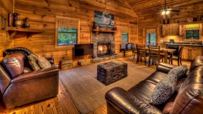 Smart TV, fireplace, DVD player