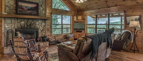 TV, fireplace, video games