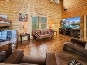 TV, fireplace, video games, DVD player