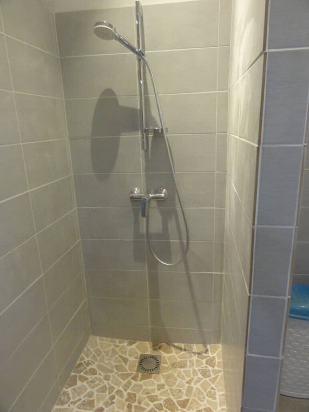 Shower, towels, toilet paper