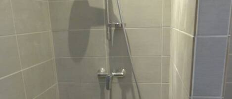 Shower, towels, toilet paper