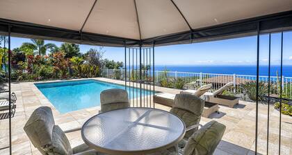 Nuevas tarifas de propiedades 25% de descuento! Ho'o Maluhia * Casa privada * Piscina * Elevación fresca * Vistas despejadas al mar