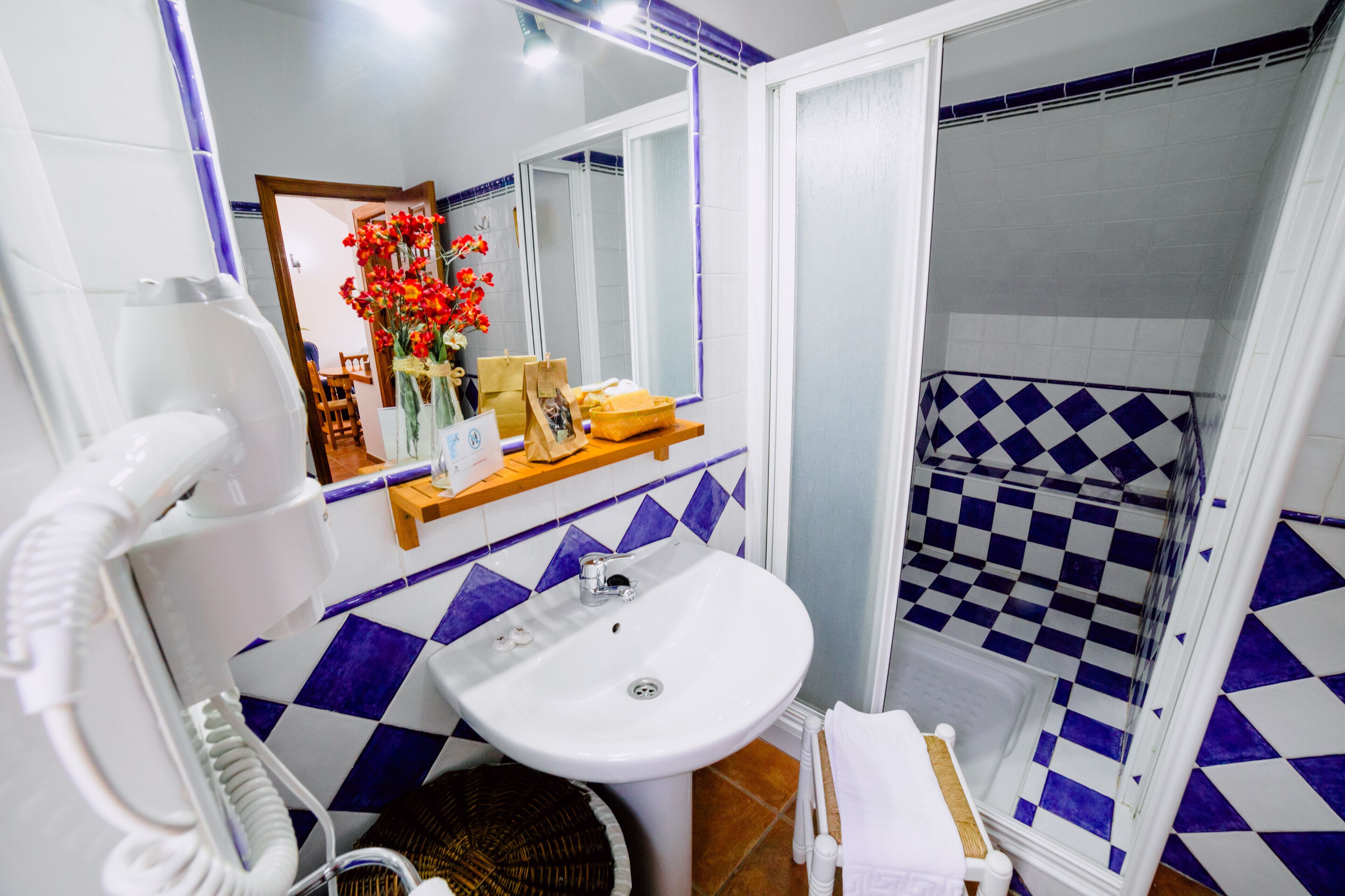 Regadera, secadora de cabello, bidet, toallas 