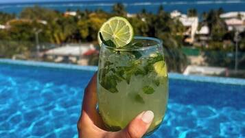 Outdoor pool, pool loungers