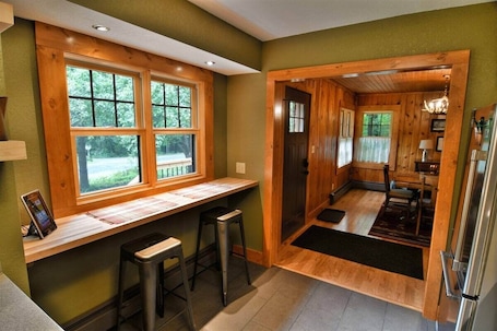 Interior. Arrowwood Lodge is a charming 1-bedroom cabin situated just a block from Lake Namakagon.