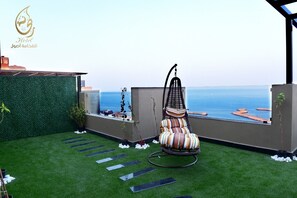 Royal Apartment, 2 Bedrooms, Terrace, Sea View | Terrace/patio - Rihanna Hotel (Salmiya)