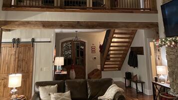 TV, fireplace, DVD player, books