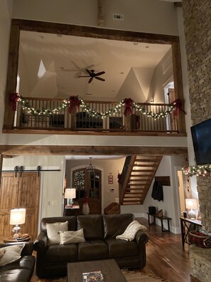 TV, fireplace, DVD player, books