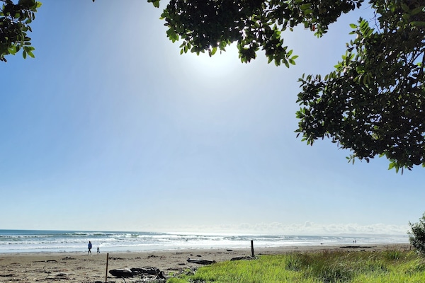On the beach, white sand