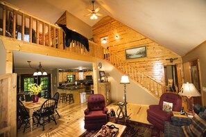 Smart TV, fireplace, DVD player, books