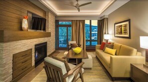 TV, fireplace, DVD player, stereo