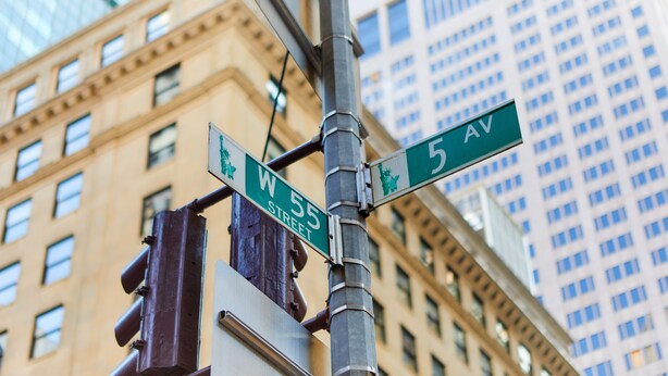 Street signs for W 55 Street and 5th Avenue. - 5th & 55th Residence Club (New York)