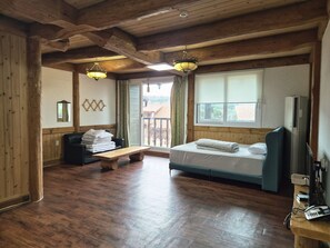 Family Room | Private kitchen | Full-size fridge, microwave, stovetop, electric kettle - Nokcha Resort (Boseong)