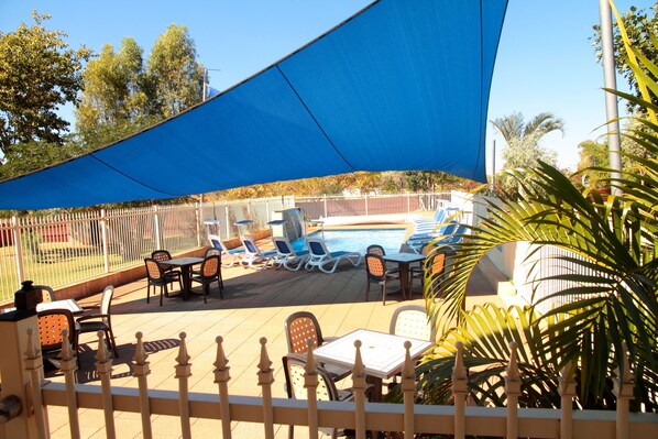 Outdoor pool, pool loungers