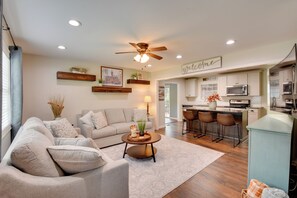 Clemson Vacation Rental | 3BR | 2.5BA | 1,750 Sq Ft | Stairs to Access - Modern Home w/ Yard + Deck, 1 Mi to Clemson U! (Clemson)