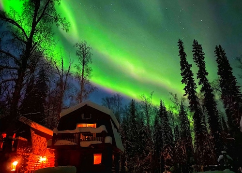 LOG CABIN on the beautiful Chena River! Sleeps 4* AURORA viewing