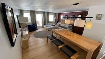 Smart TV, DVD player, books, video library